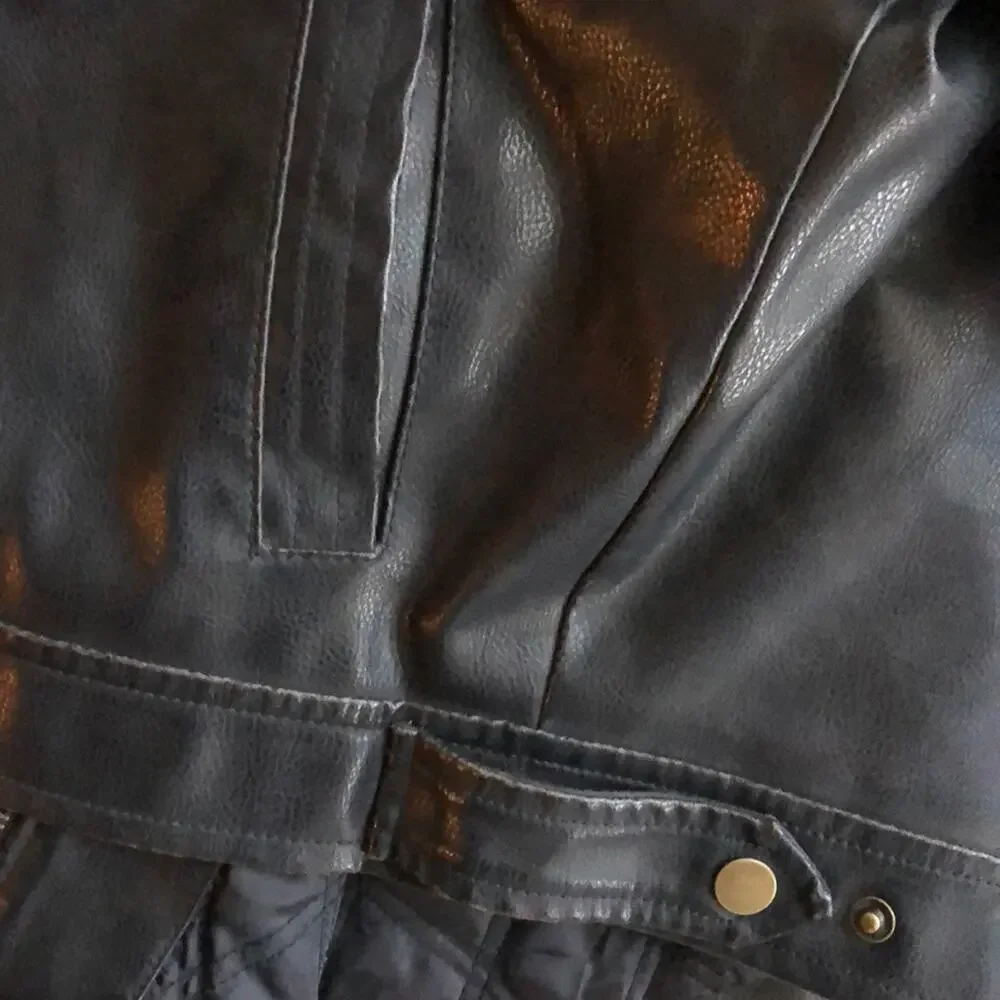 Black faux leather biker style jacket Size M